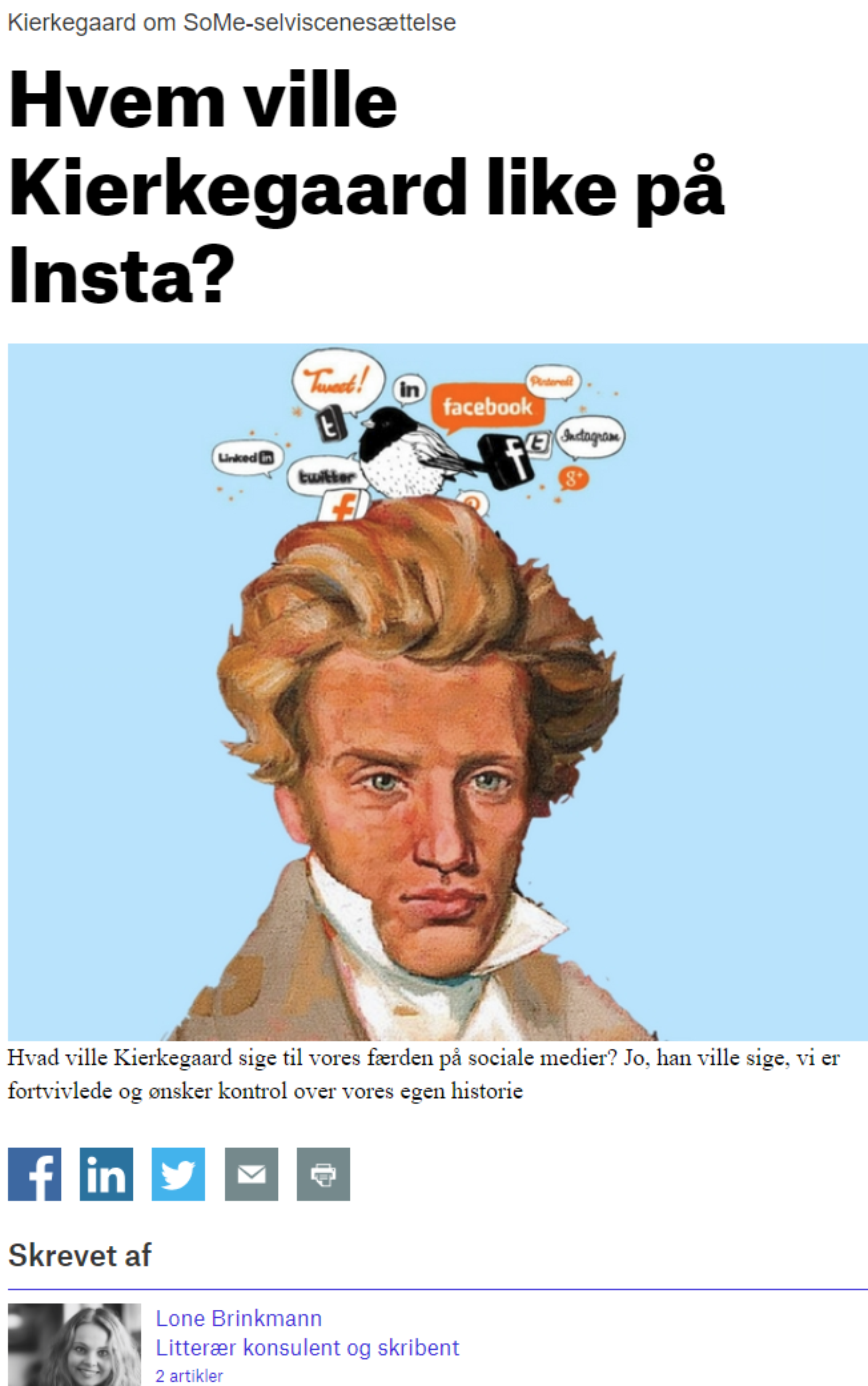 artikel om Kierkegaard og de sociale medier